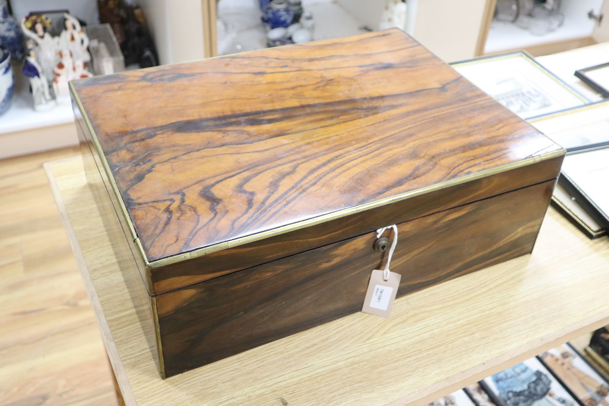 An Anglo-Indian brass-bound coromandel dressing case, 19th century